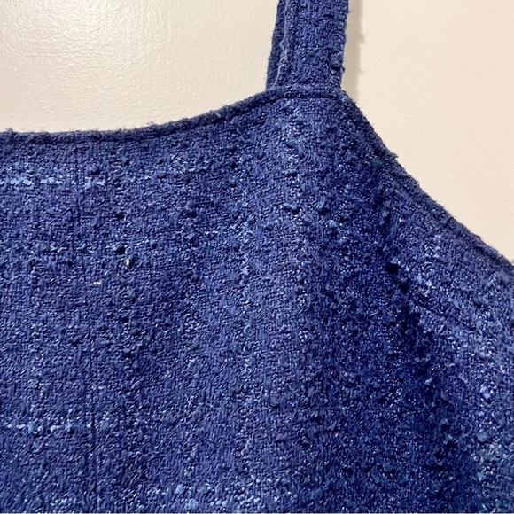 Abercrombie & Fitch Navy Blue Tweed Mini Dress with Pockets XLarge NWOT - Picture 2 of 7